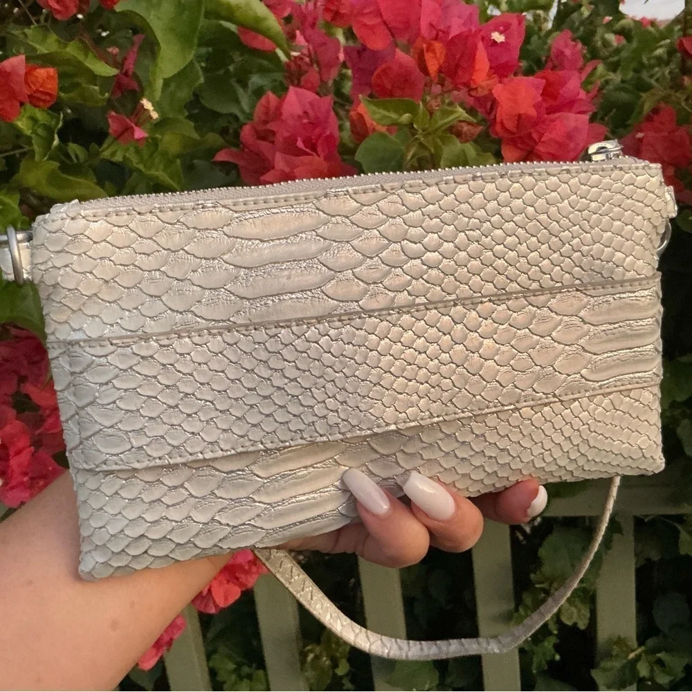 Chic White Textured Clutch Wristlet